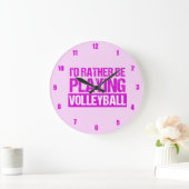 Ich würde lieber Volleyball spielen Große Wanduhr (Zuhause)
