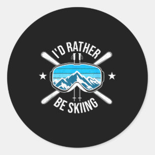 Ich würde Ski fahren - Skifahren Wintersport Frees Runder Aufkleber