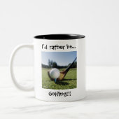 Ich würde vielmehr…!! Golf spielen! 11oz. Becher Zweifarbige Tasse (Links)