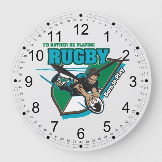 Ich würde vielmehr Rugby spielen Große Wanduhr (Vorderseite)