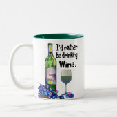 Ich würde vielmehr Wein trinken! Humorvolle Zweifarbige Tasse (Links)