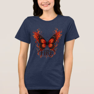 Ich wurde zum Feuer – Feuriges Schmetterlings-Goth Tri-Blend Shirt