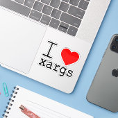 Ich ❤️ xargs Vinyl-Aufkleber Aufkleber (Laptop mit iPhone)