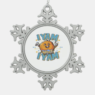 Ich Yam, was ich klassisches Design für Erntedank  Schneeflocken Zinn-Ornament