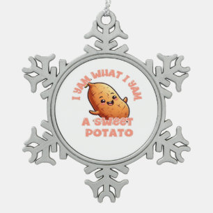 Ich Yam, was ich Yam, ein süßer Kartoffelklassiker Schneeflocken Zinn-Ornament