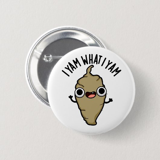 Ich Yam, was ich Yam Funny Veggie Pub Button (Vorne & Hinten)