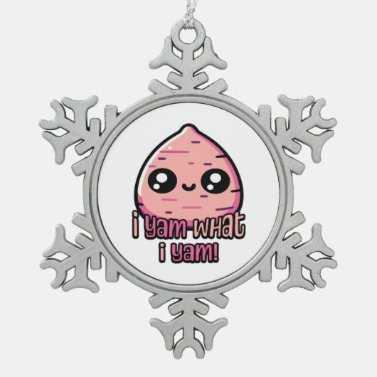 Ich Yam, was ich Yam! Niedlich Yam Pun Classic Schneeflocken Zinn-Ornament (Vorderseite)