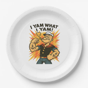 Ich Yam, was ich Yam Popeye Cartoon Zitat Classic Pappteller