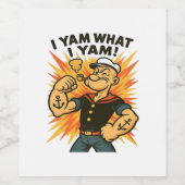 Ich Yam, was ich Yam Popeye Cartoon Zitat Classic Weinetikett (Einzelnes Label)