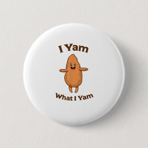 Ich Yam, was ich Yam tanze Süßkartoffel Erntedank Button