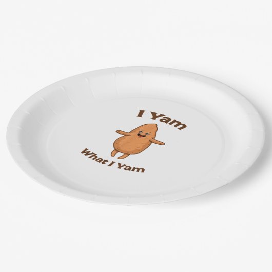 Ich Yam, was ich Yam tanze Süßkartoffel Erntedank Pappteller (Schrägansicht)