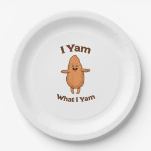 Ich Yam, was ich Yam tanze Süßkartoffel Erntedank Pappteller