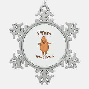 Ich Yam, was ich Yam tanze Süßkartoffel Erntedank Schneeflocken Zinn-Ornament