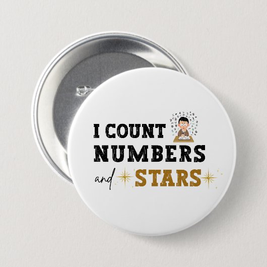 Ich zähle Zahlen und Sterne - Buchhalter Button (Vorne & Hinten)