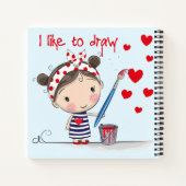 Ich Zeichn gerne Niedlich Cartoon Girl mit Bun Notizblock (Rückseite)