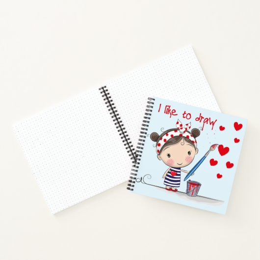 Ich Zeichn gerne Niedlich Cartoon Girl mit Bun Notizblock (Innenseite)