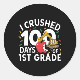 Ich zerbrach 100 Tage Bauzeit der ersten Schulstuf Runder Aufkleber