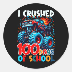 Ich zerbrach 100 Tage der Schule Dinosaurier Monst Runder Aufkleber