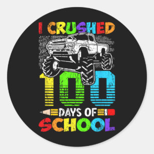 Ich zerbrach 100 Tage Schuljunge Kinder 100 Tage Runder Aufkleber