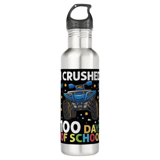 Ich zerbrach 100 Tage Schulmonster-Lkw-Jungen Edelstahlflasche (Vorderseite)