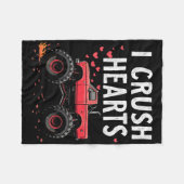 Ich zerdrücke Herzen Monstertruck Valentinstag Jun Fleecedecke (Vorderseite (Horizontal))