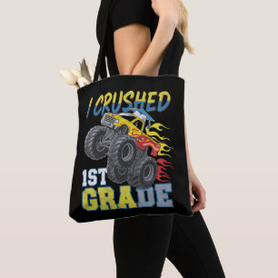 Ich zerdrückte Monstertruck der 1. Klasse Lustiger Tasche