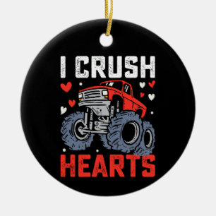Ich zerquetsche Herzen Monstertruck Valentinstag Keramik Ornament