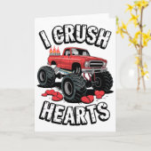 Ich zerquetsche Herzen Valentins-Monstertruck für  Karte (Gelbe Blume)