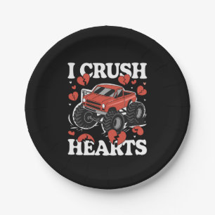Ich zerquetsche Herzen Valentinstag Monstertruck Pappteller