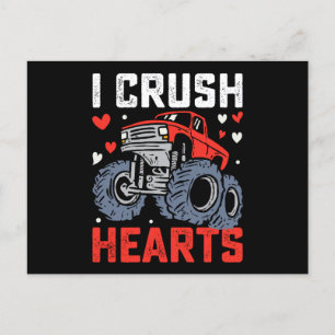 Ich zerreiße Herzen Monster Truck Valentinstag Postkarte