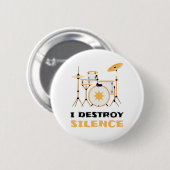 Ich zerstöre Stille Funny Drummer Button (Vorne & Hinten)