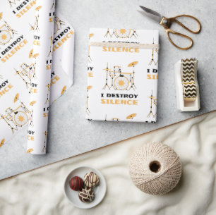 Ich zerstöre Stille Funny Drummer Geschenkpapier