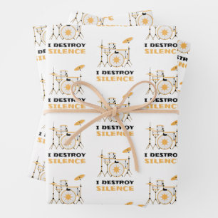 Ich zerstöre Stille Funny Drummer Geschenkpapier Set