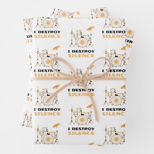 Ich zerstöre Stille Funny Drummer Geschenkpapier Set (Beispiel)