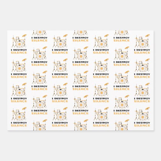 Ich zerstöre Stille Funny Drummer Geschenkpapier Set (Vorderseite)