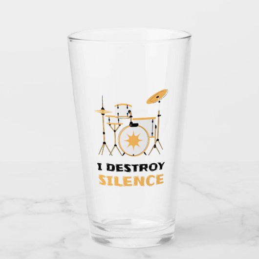 Ich zerstöre Stille Funny Drummer Glas (Vorderseite)