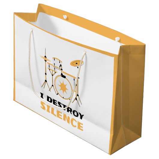 Ich zerstöre Stille Funny Drummer Große Geschenktüte (Vorderseite Schrägansicht)