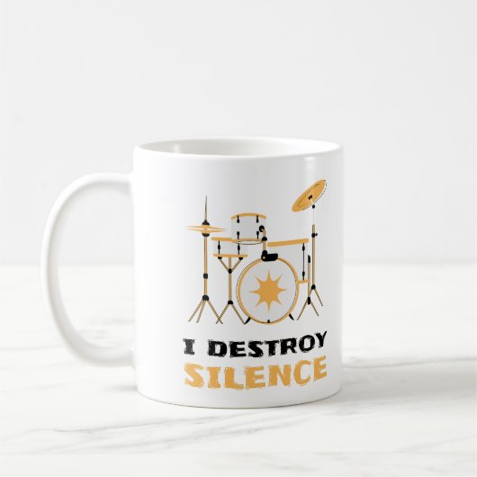 Ich zerstöre Stille Funny Drummer Kaffeetasse (Links)
