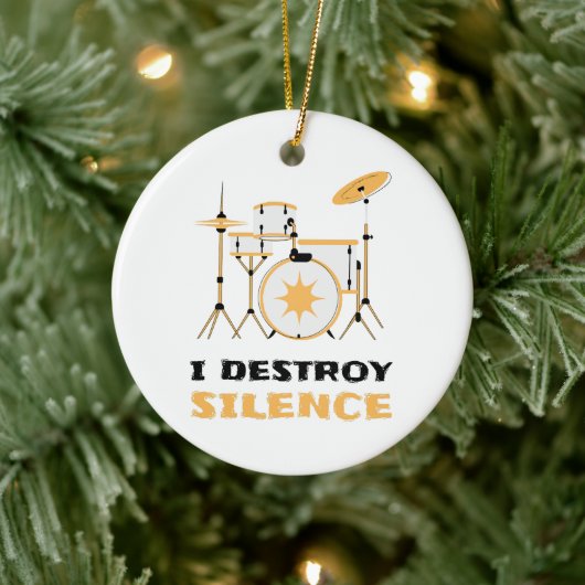 Ich zerstöre Stille Funny Drummer Keramik Ornament (Baum)