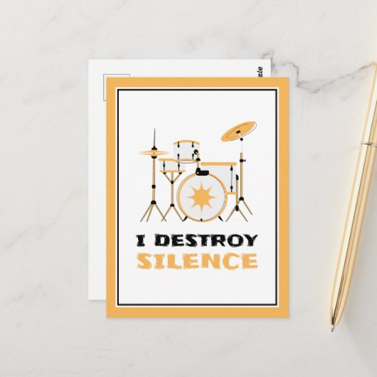 Ich zerstöre Stille Funny Drummer Postkarte (Vorderseite/Rückseite Beispiel)