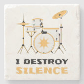 Ich zerstöre Stille Funny Drummer Steinuntersetzer (Vorderseite)