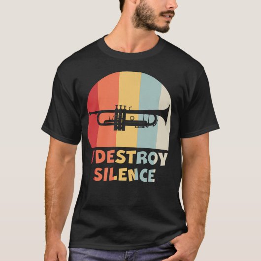 Ich zerstöre Stille Lustiger Trompeter Marching T-Shirt (Vorderseite)