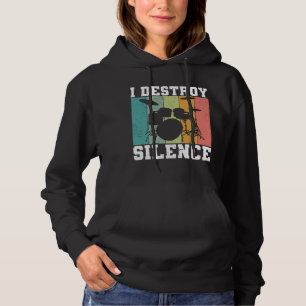 Ich zerstöre Stille störte Vintage Drummer Retro Hoodie