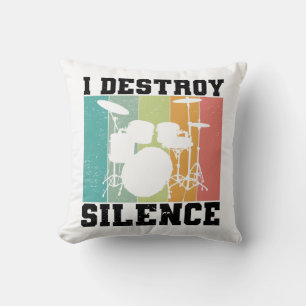 Ich zerstöre Stille störte Vintage Drummer Retro Kissen