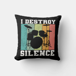 Ich zerstöre Stille störte Vintage Drummer Retro Kissen