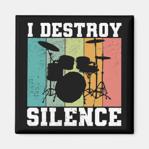 Ich zerstöre Stille störte Vintage Drummer Retro Magnet