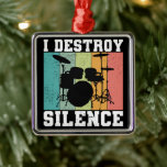 Ich zerstöre Stille störte Vintage Drummer Retro Ornament Aus Metall<br><div class="desc">Ich zerstöre Stille störte Vintage Drummer Retro</div>