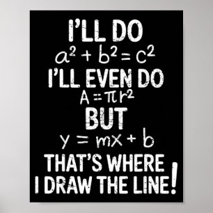 Ich ziehe die Linie lustig zurück zur Schule Mathe Poster