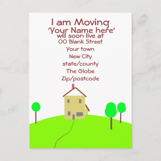 Ich ziehe Zuhause House um Postkarte anzupassen (Vorderseite)