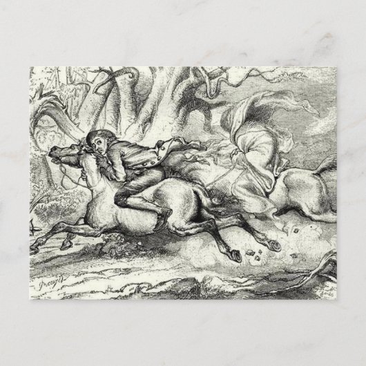 Ichabod Crane läuft weg Postkarte (Vorderseite)